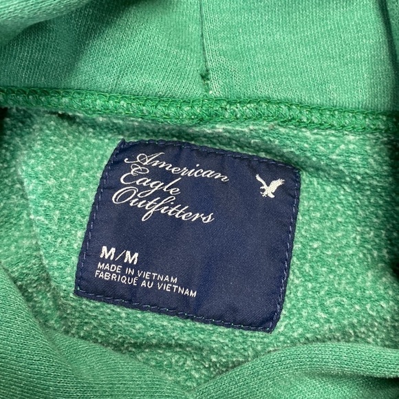 American Eagle Green Hooded Sweatshirt Y2K Medium - Picture 4 of 6